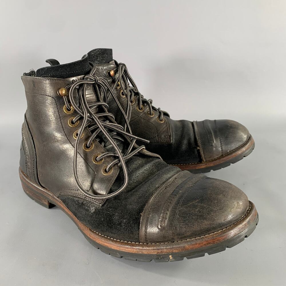 DOLCE & GABBANA Size 12 Brown Black Wingtip Leather Hike Boots